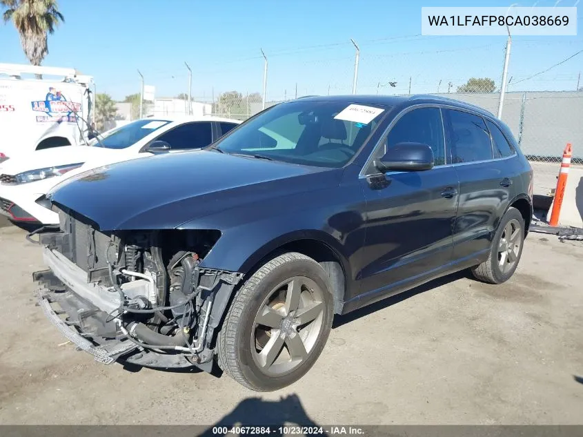 2012 Audi Q5 2.0T Premium VIN: WA1LFAFP8CA038669 Lot: 40672884