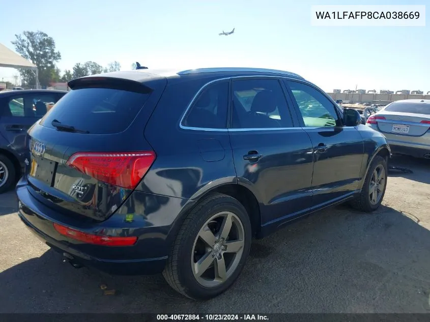 2012 Audi Q5 2.0T Premium VIN: WA1LFAFP8CA038669 Lot: 40672884