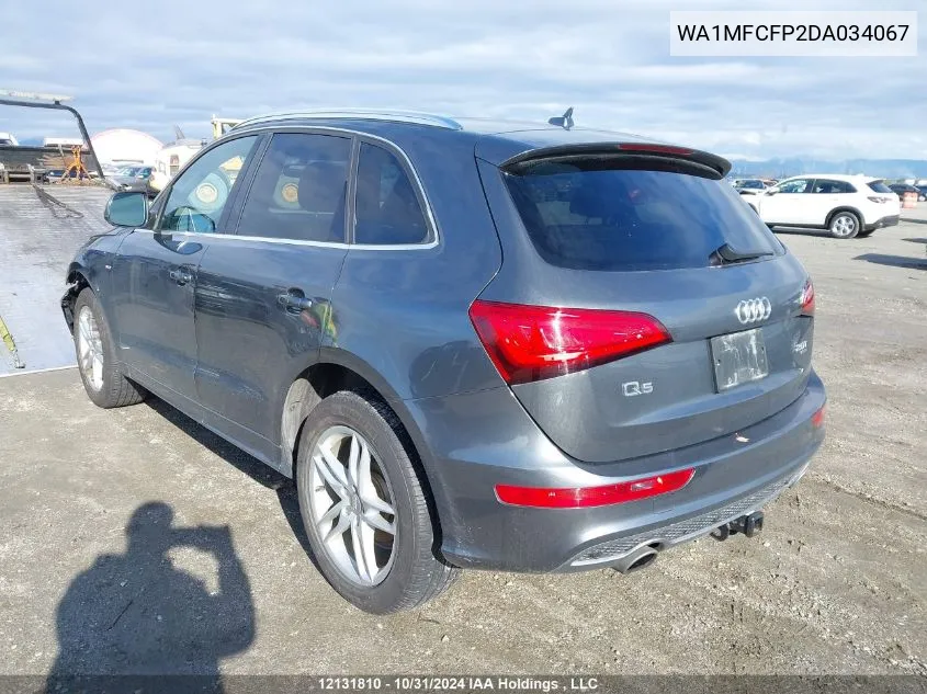 2013 Audi Q5 VIN: WA1MFCFP2DA034067 Lot: 12131810