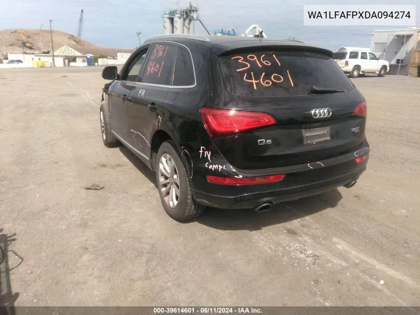 2013 Audi Q5 2.0T Premium VIN: WA1LFAFPXDA094274 Lot: 39614601