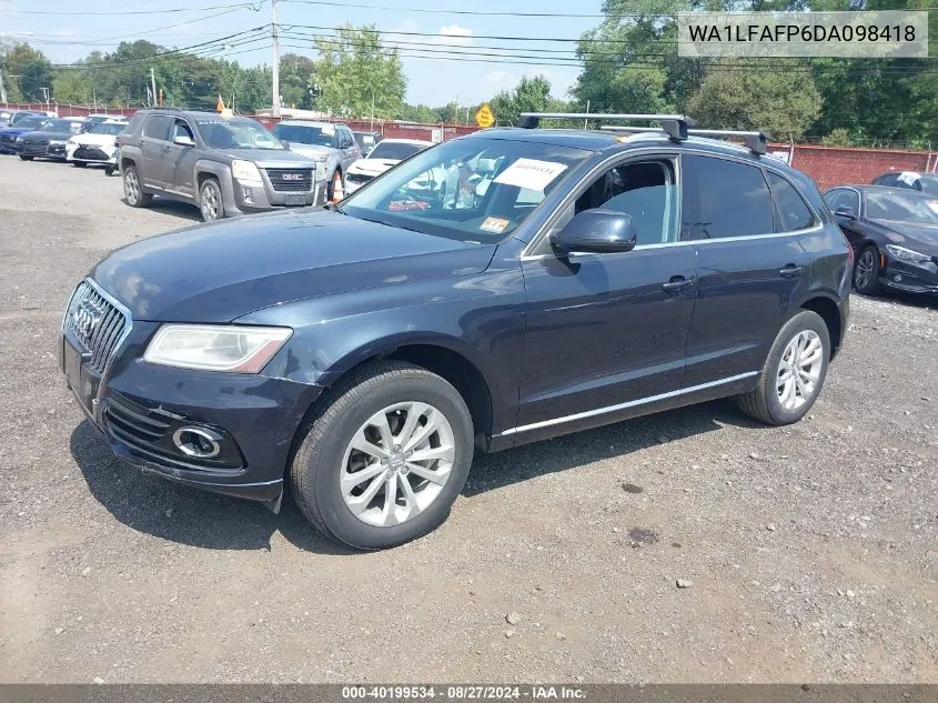 2013 Audi Q5 2.0T Premium VIN: WA1LFAFP6DA098418 Lot: 40199534