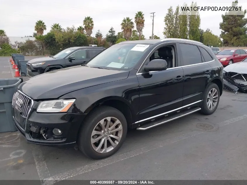 2013 Audi Q5 2.0T Premium VIN: WA1CFAFP0DA092761 Lot: 40395557