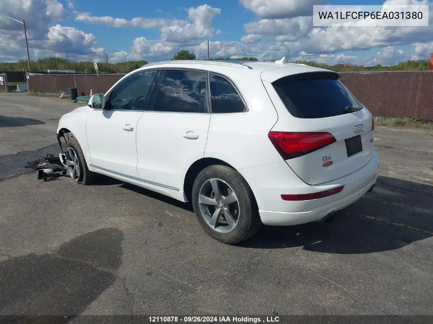 2014 Audi Q5 VIN: WA1LFCFP6EA031380 Lot: 12110878