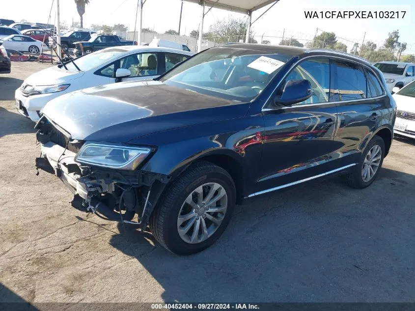 2014 Audi Q5 2.0T Premium VIN: WA1CFAFPXEA103217 Lot: 40452404