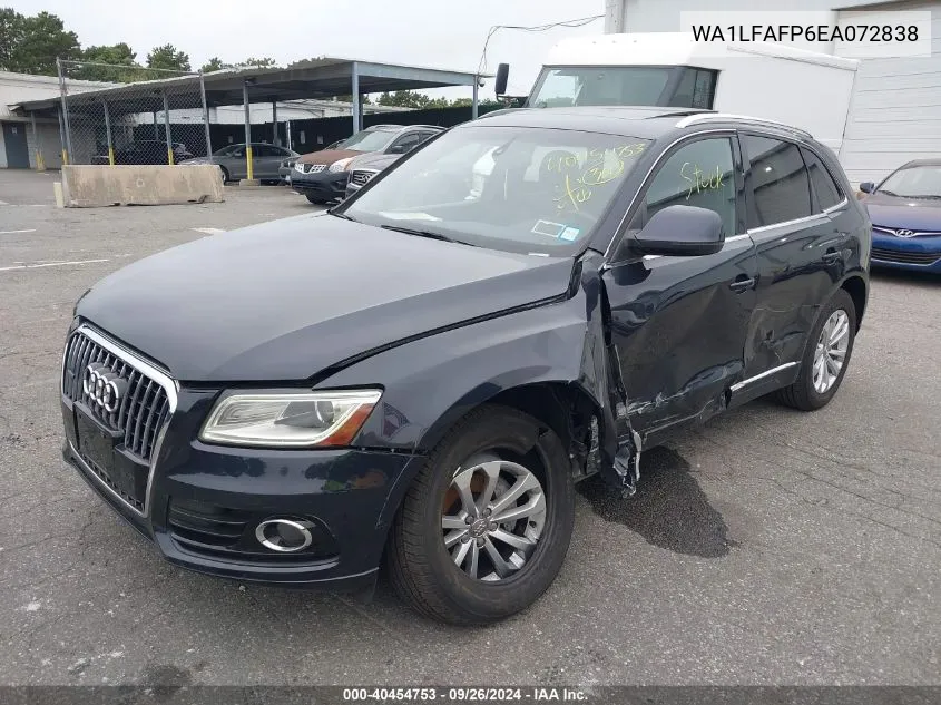 2014 Audi Q5 2.0T Premium VIN: WA1LFAFP6EA072838 Lot: 40454753