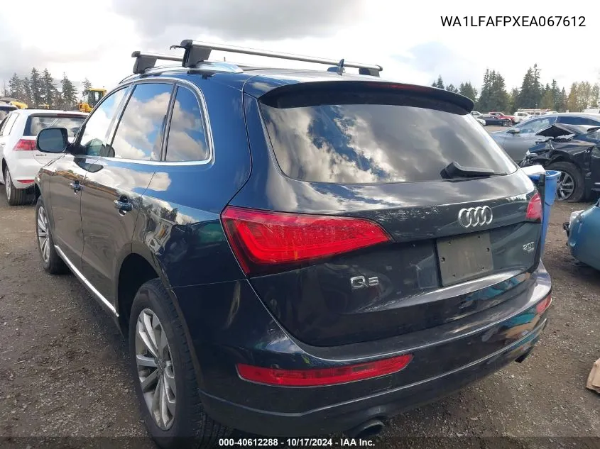 2014 Audi Q5 2.0T Premium VIN: WA1LFAFPXEA067612 Lot: 40612288