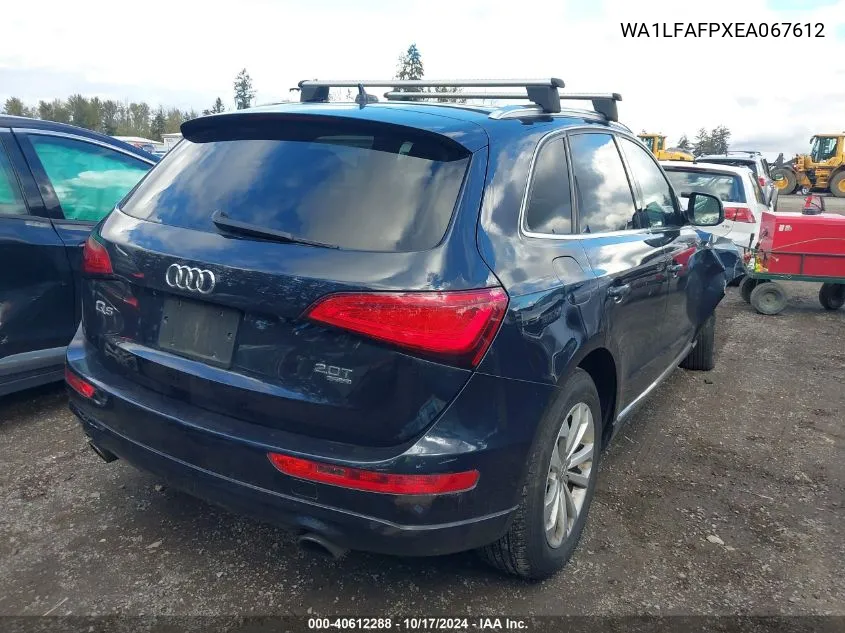 2014 Audi Q5 2.0T Premium VIN: WA1LFAFPXEA067612 Lot: 40612288