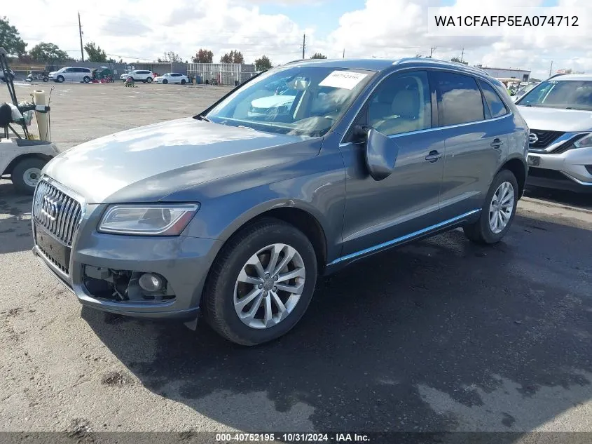 2014 Audi Q5 2.0T Premium VIN: WA1CFAFP5EA074712 Lot: 40752195