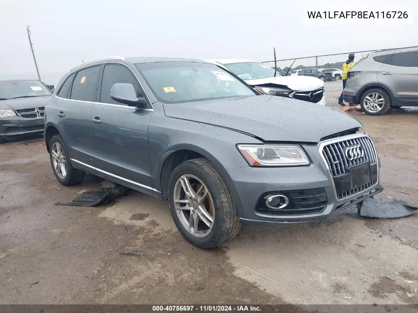 2014 Audi Q5 2.0T Premium VIN: WA1LFAFP8EA116726 Lot: 40756697