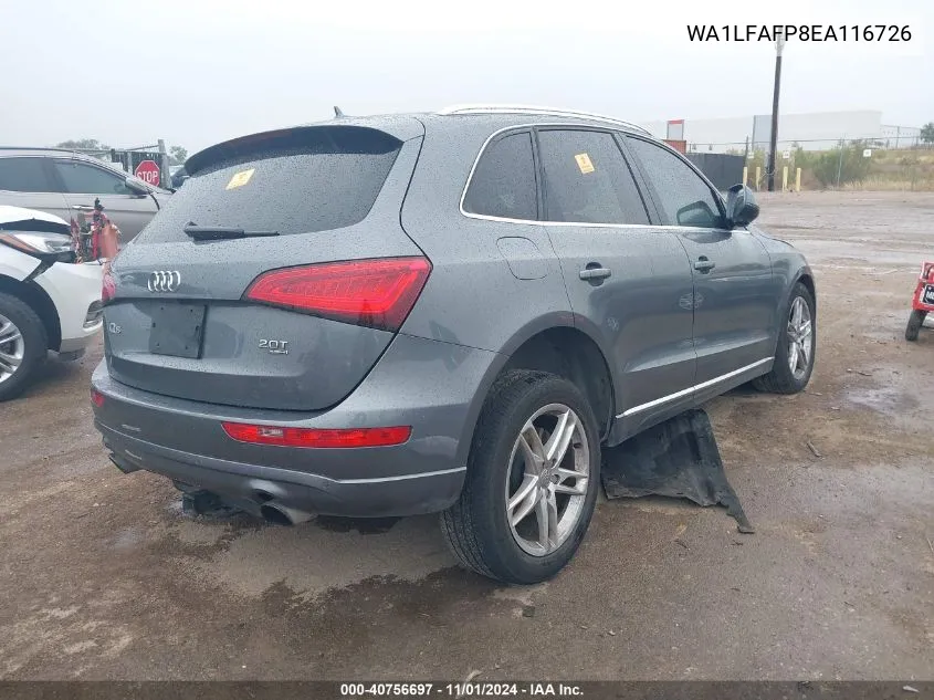 2014 Audi Q5 2.0T Premium VIN: WA1LFAFP8EA116726 Lot: 40756697