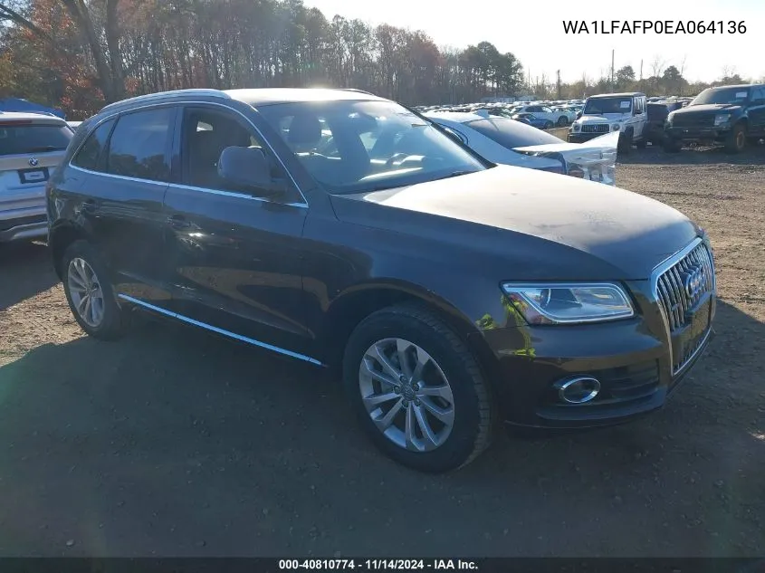 2014 Audi Q5 2.0T Premium VIN: WA1LFAFP0EA064136 Lot: 40810774