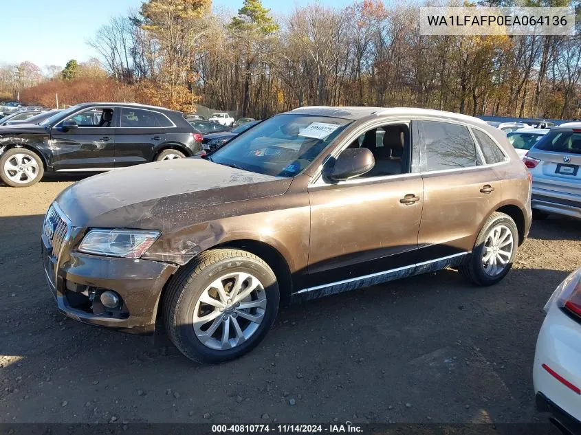 2014 Audi Q5 2.0T Premium VIN: WA1LFAFP0EA064136 Lot: 40810774