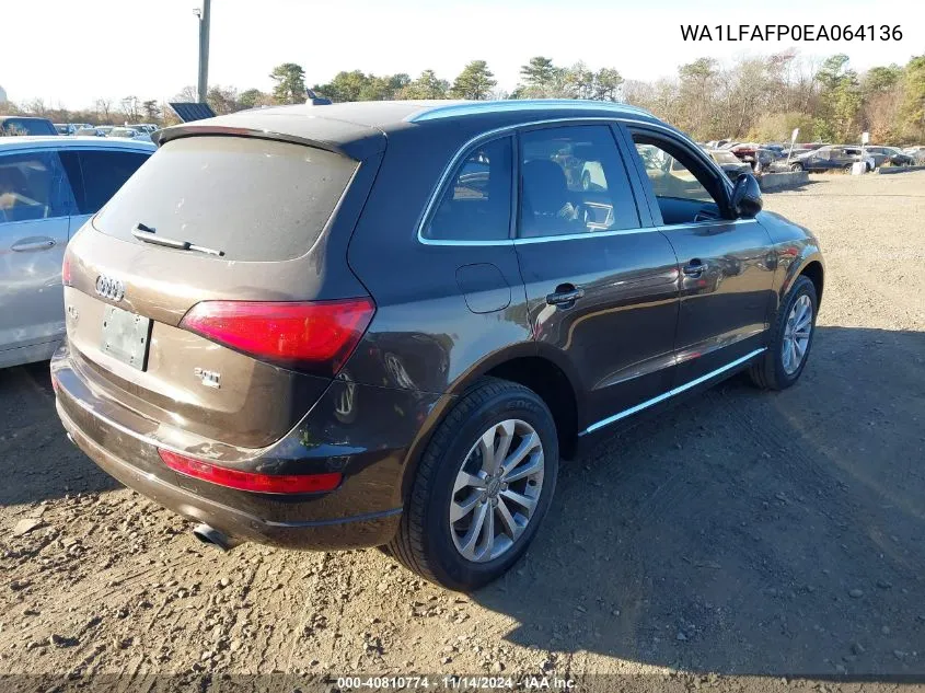 2014 Audi Q5 2.0T Premium VIN: WA1LFAFP0EA064136 Lot: 40810774