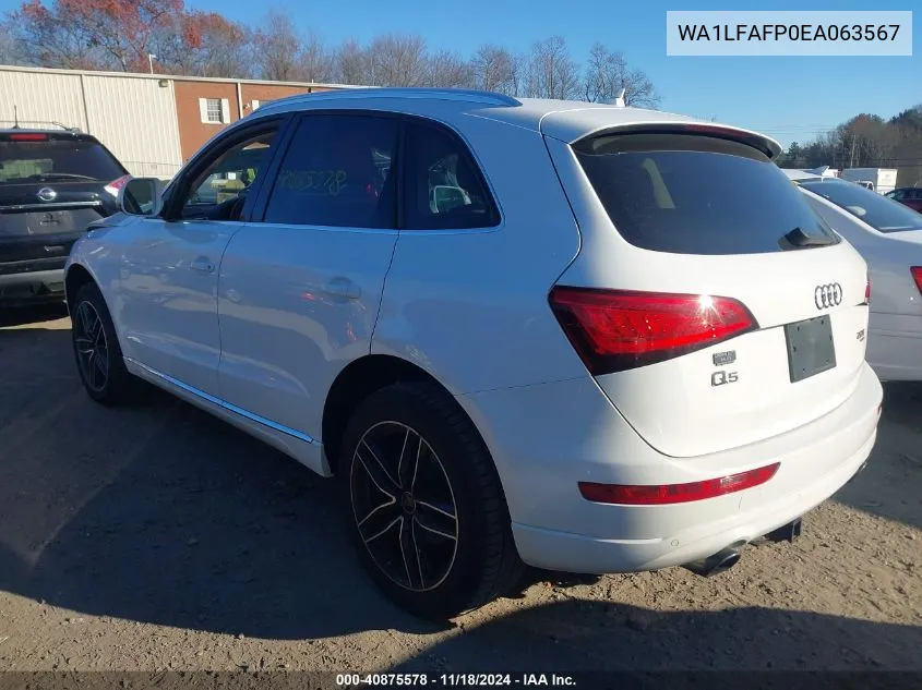 2014 Audi Q5 2.0T Premium VIN: WA1LFAFP0EA063567 Lot: 40875578