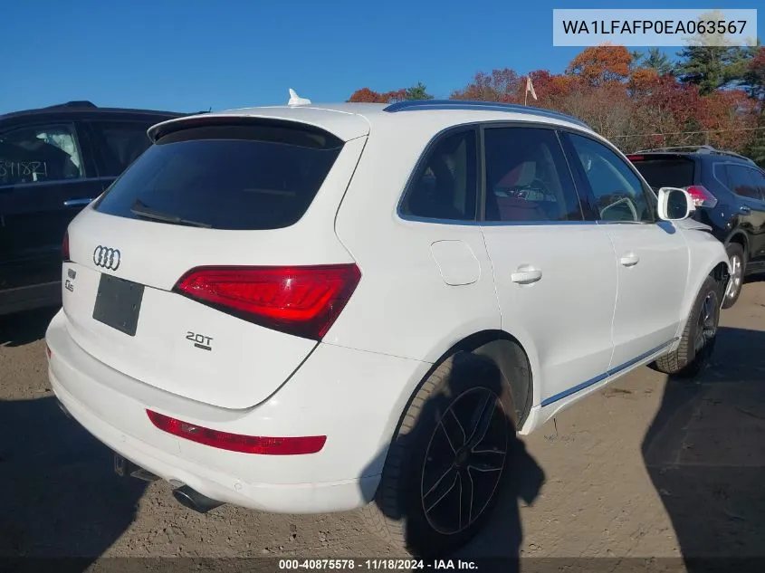 2014 Audi Q5 2.0T Premium VIN: WA1LFAFP0EA063567 Lot: 40875578