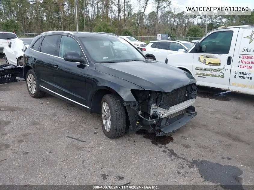 2014 Audi Q5 2.0T Premium VIN: WA1CFAFPXEA113360 Lot: 40876024