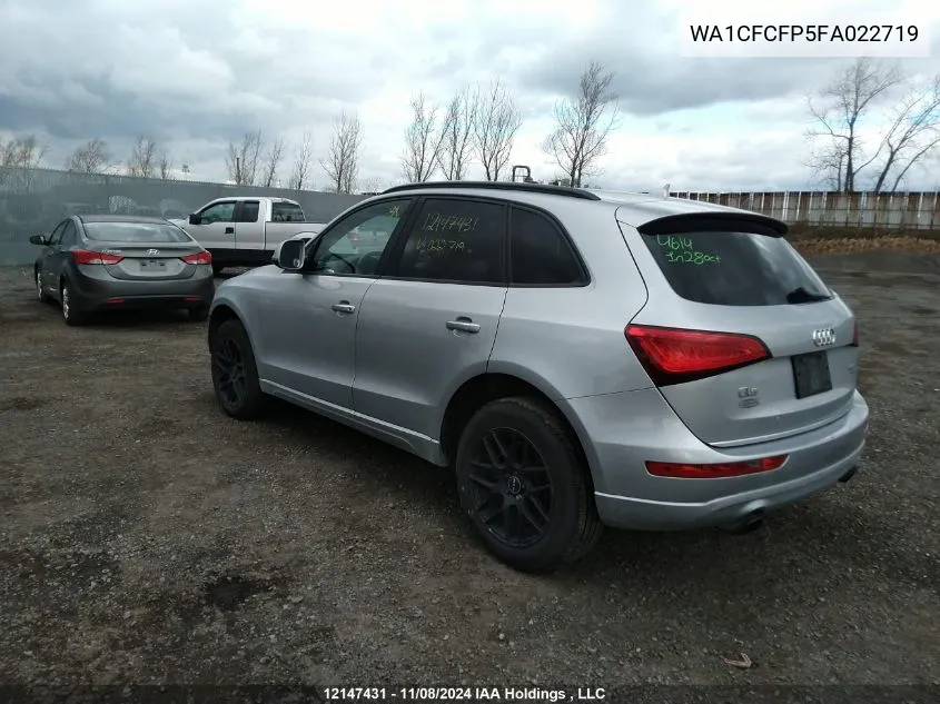 2015 Audi Q5 VIN: WA1CFCFP5FA022719 Lot: 12147431