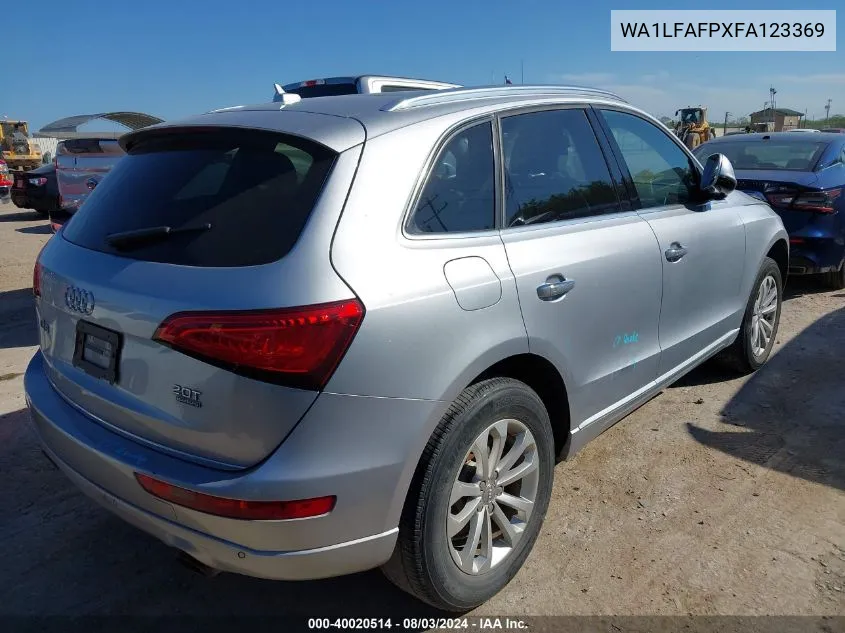 2015 Audi Q5 2.0T Premium VIN: WA1LFAFPXFA123369 Lot: 40020514