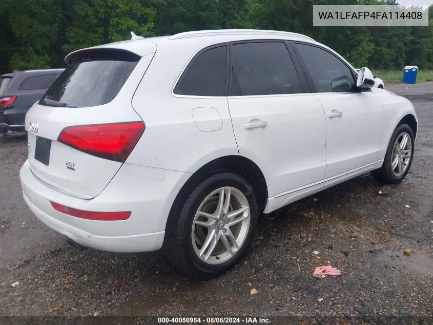 2015 Audi Q5 2.0T Premium VIN: WA1LFAFP4FA114408 Lot: 40050984