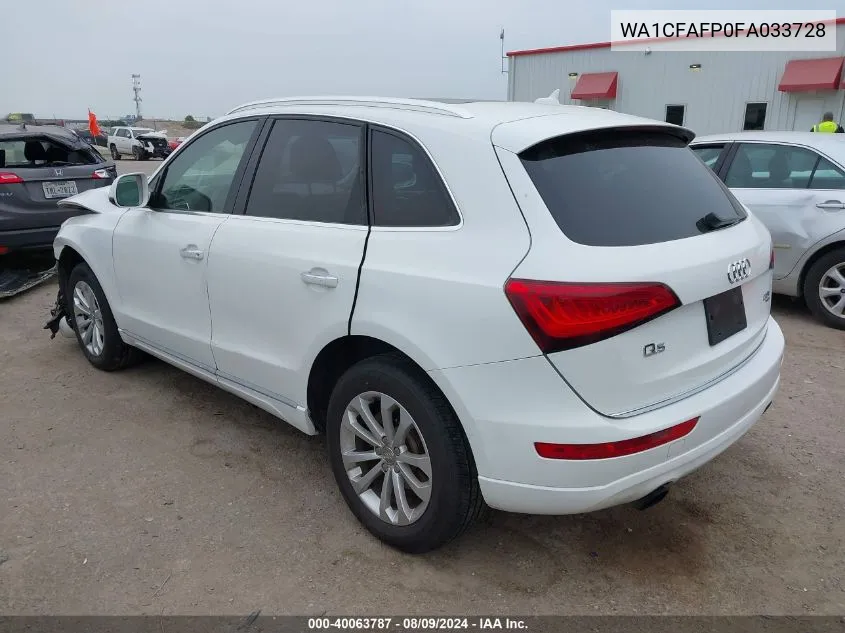 2015 Audi Q5 2.0T Premium VIN: WA1CFAFP0FA033728 Lot: 40063787