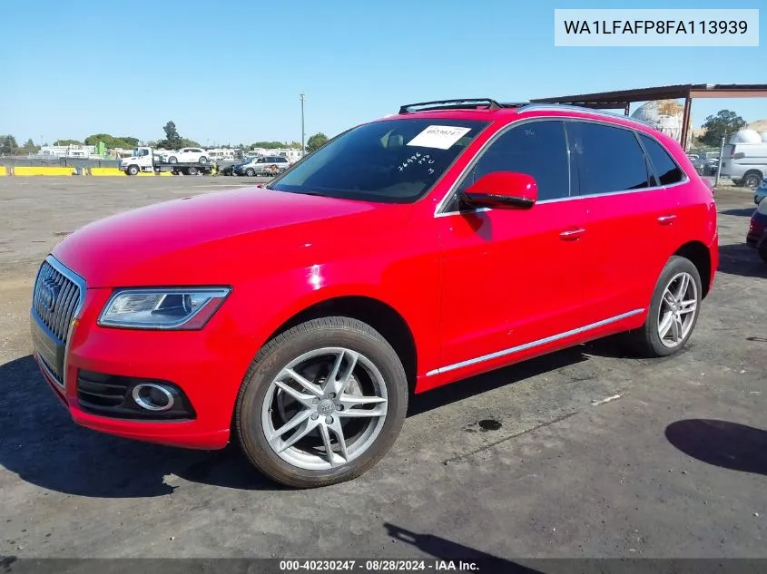 2015 Audi Q5 2.0T Premium VIN: WA1LFAFP8FA113939 Lot: 40230247