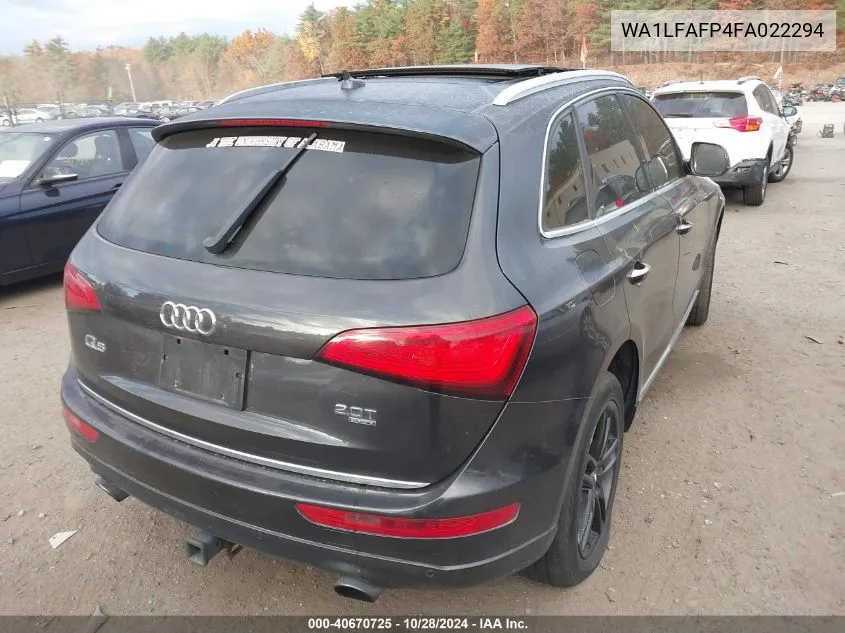 2015 Audi Q5 2.0T Premium VIN: WA1LFAFP4FA022294 Lot: 40670725