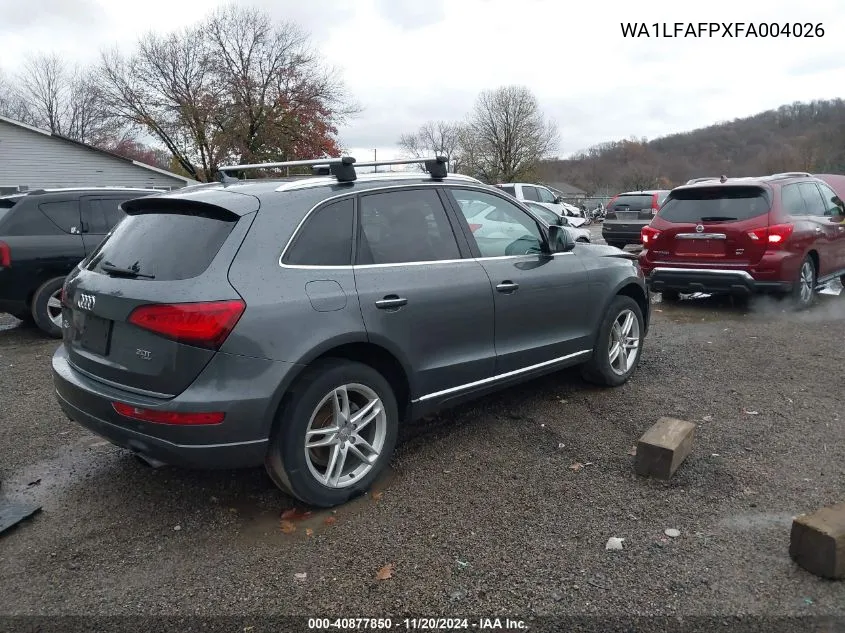 2015 Audi Q5 2.0T Premium VIN: WA1LFAFPXFA004026 Lot: 40877850