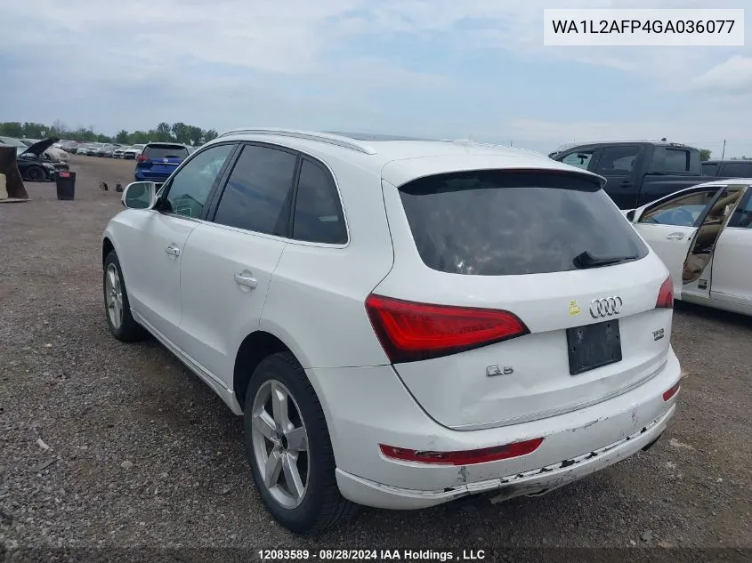 2016 Audi Q5 VIN: WA1L2AFP4GA036077 Lot: 12083589