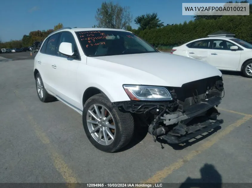 2016 Audi Q5 VIN: WA1V2AFP0GA010021 Lot: 12094965