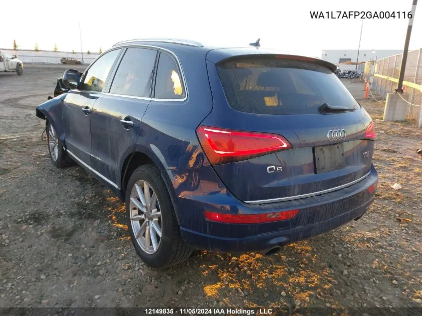 2016 Audi Q5 VIN: WA1L7AFP2GA004116 Lot: 12149835