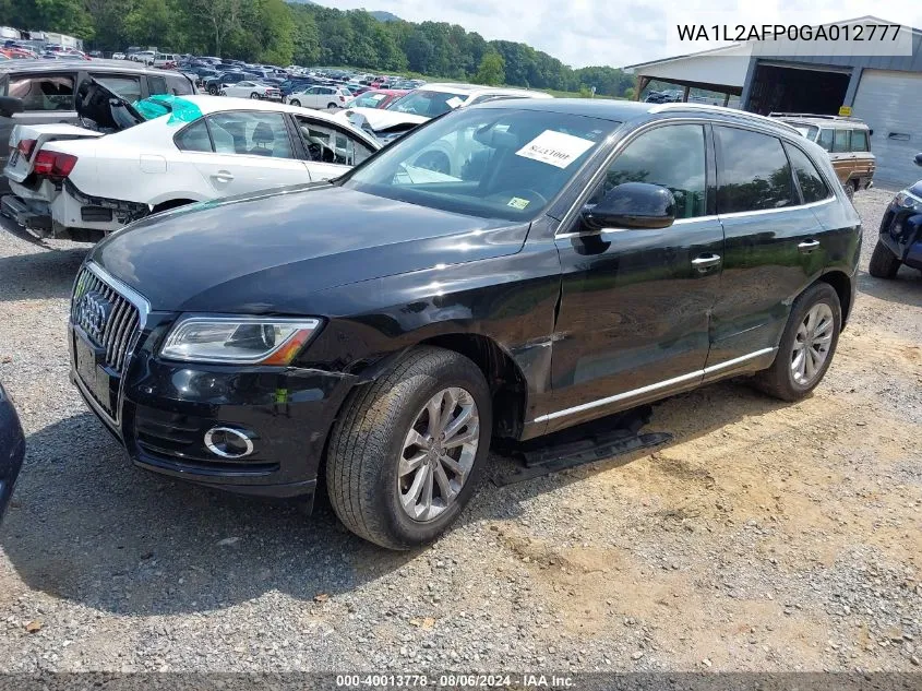 2016 Audi Q5 2.0T Premium VIN: WA1L2AFP0GA012777 Lot: 40013778