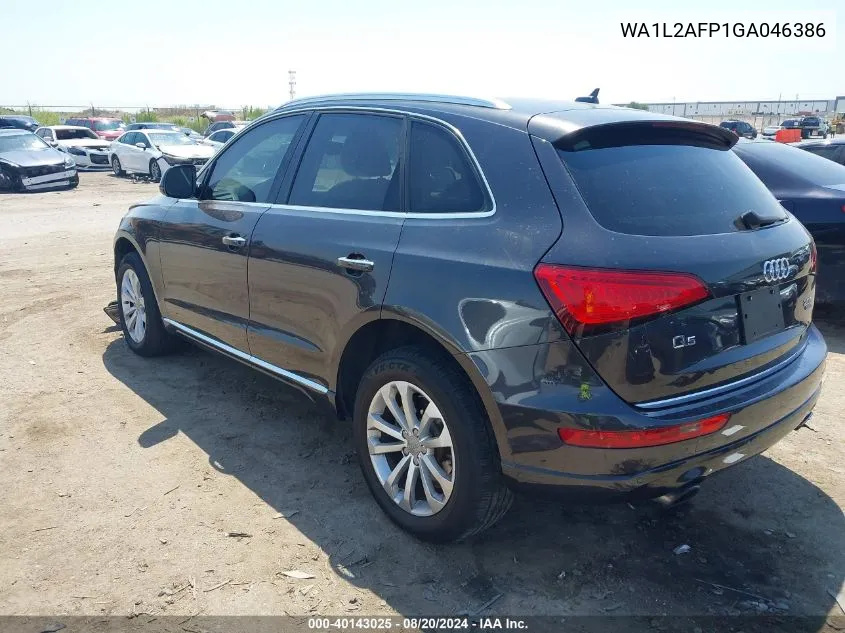 2016 Audi Q5 Premium Plus VIN: WA1L2AFP1GA046386 Lot: 40143025