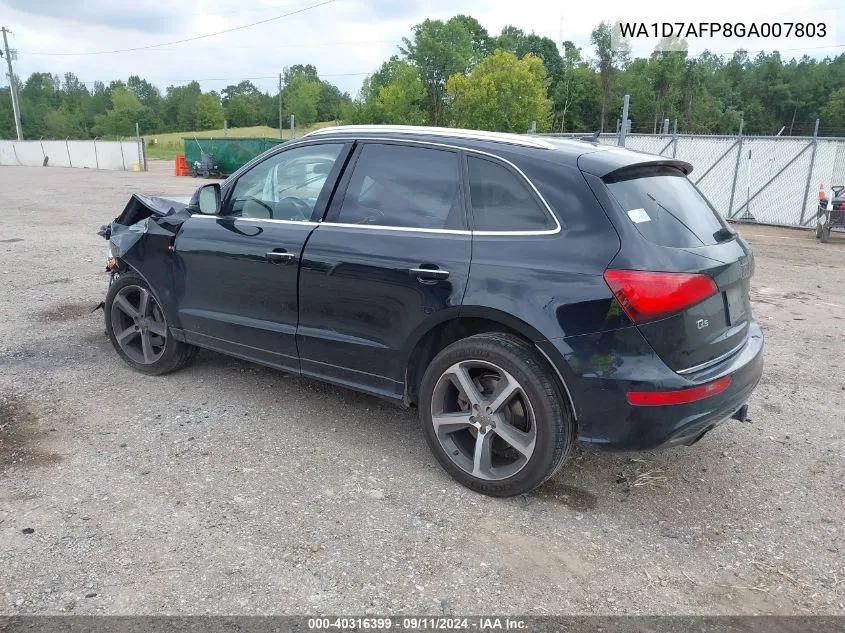 2016 Audi Q5 3.0T Premium Plus VIN: WA1D7AFP8GA007803 Lot: 40316399