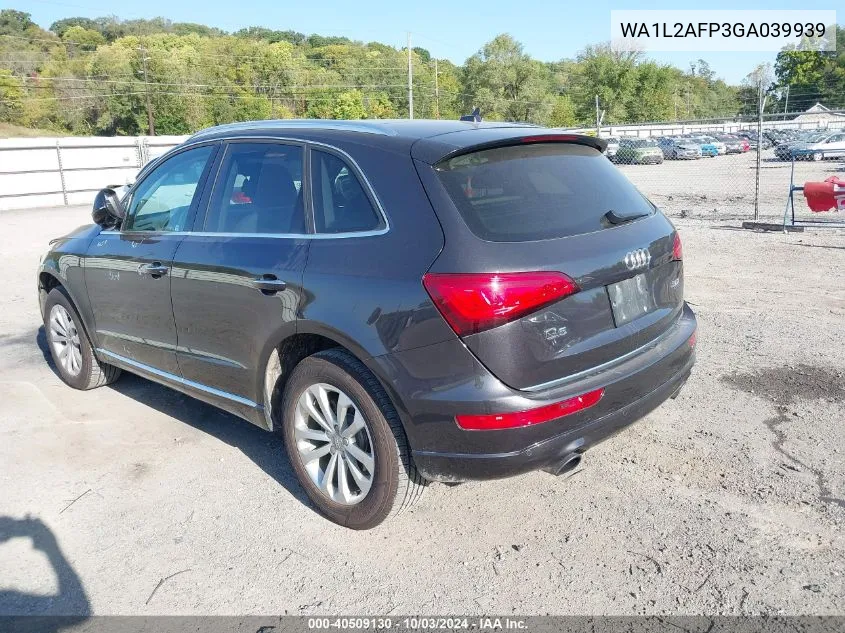 2016 Audi Q5 2.0T Premium VIN: WA1L2AFP3GA039939 Lot: 40509130