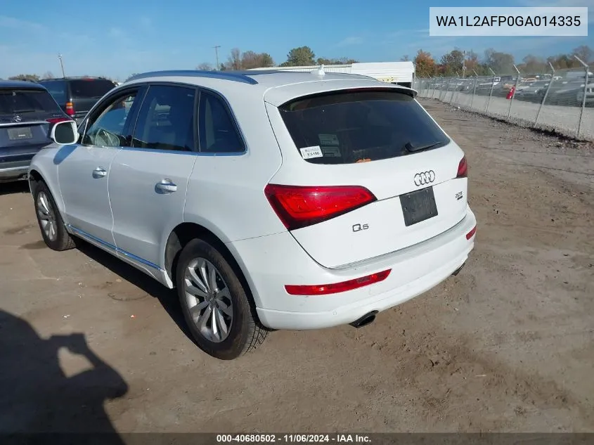 2016 Audi Q5 2.0T Premium VIN: WA1L2AFP0GA014335 Lot: 40680502