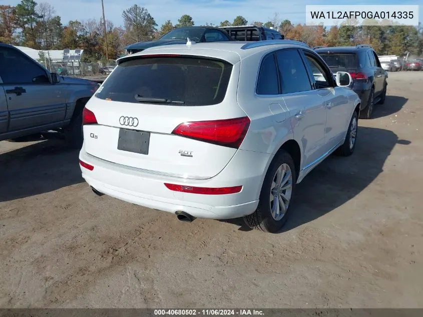 2016 Audi Q5 2.0T Premium VIN: WA1L2AFP0GA014335 Lot: 40680502