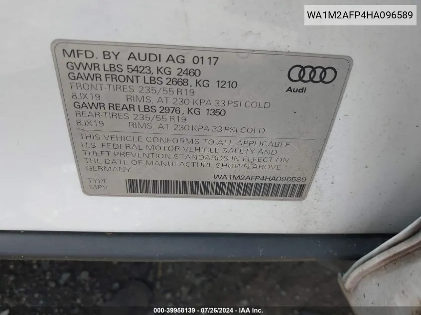 WA1M2AFP4HA096589 2017 Audi Q5 2.0T Premium