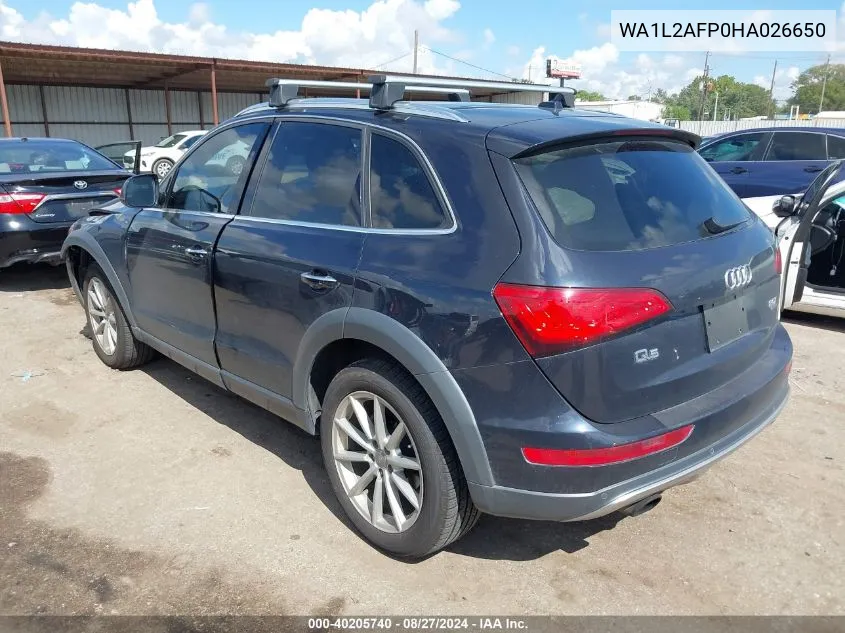 2017 Audi Q5 2.0T Premium VIN: WA1L2AFP0HA026650 Lot: 40205740