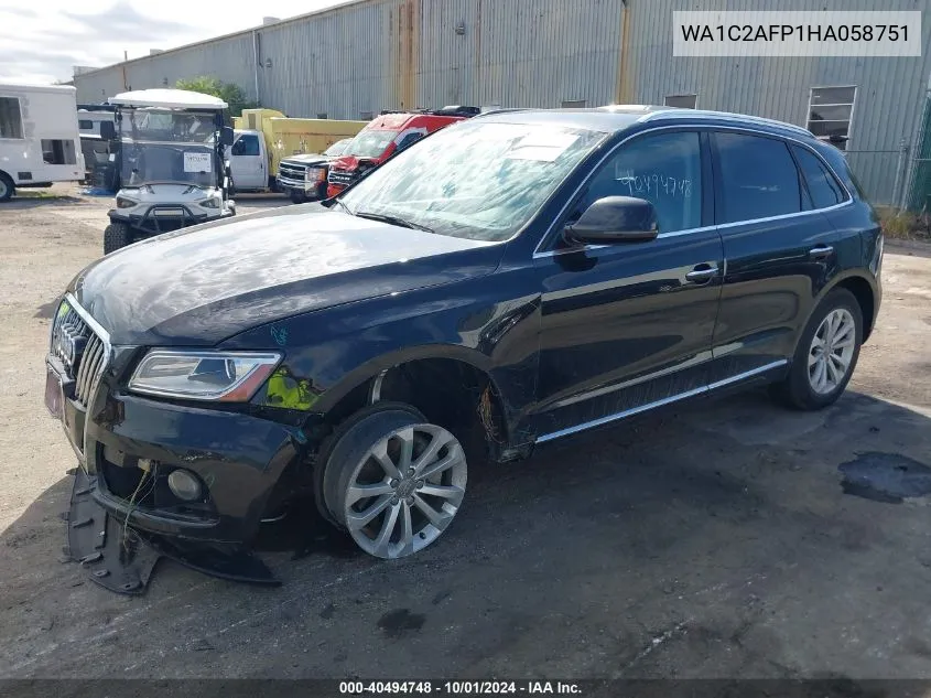 2017 Audi Q5 2.0T Premium VIN: WA1C2AFP1HA058751 Lot: 40494748