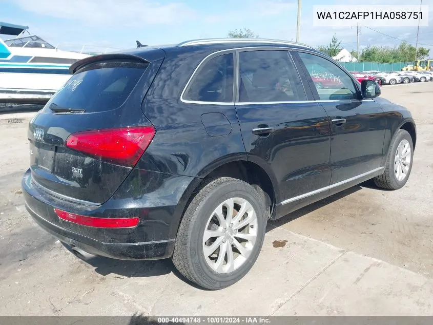 2017 Audi Q5 2.0T Premium VIN: WA1C2AFP1HA058751 Lot: 40494748