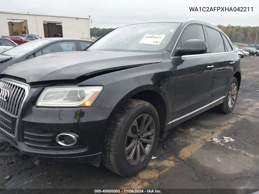 2017 Audi Q5 2.0T Premium VIN: WA1C2AFPXHA042211 Lot: 40800003