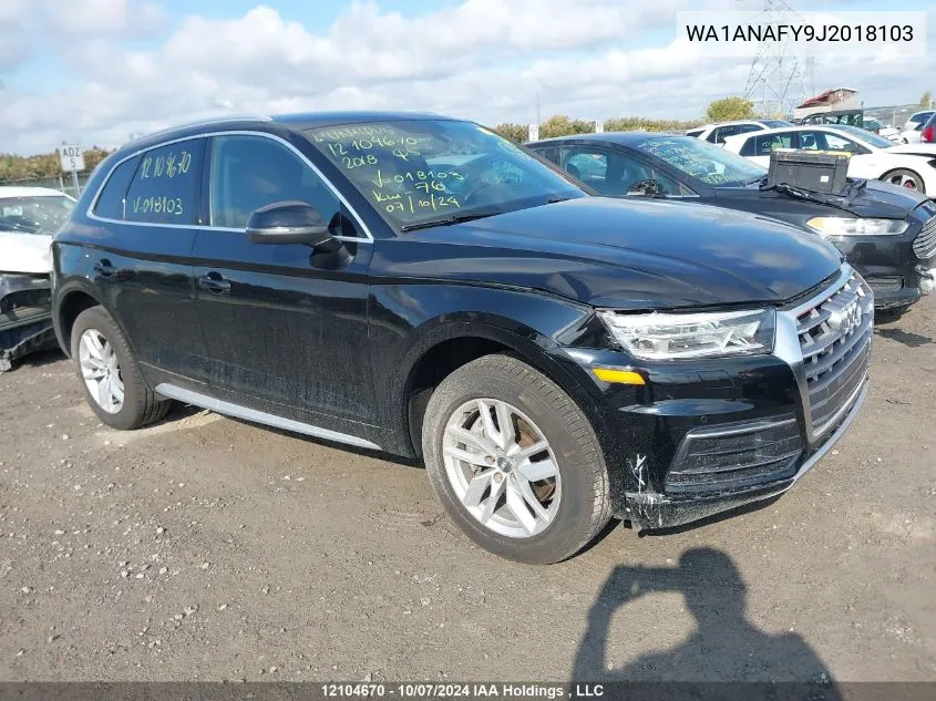 2018 Audi Q5 VIN: WA1ANAFY9J2018103 Lot: 12104670