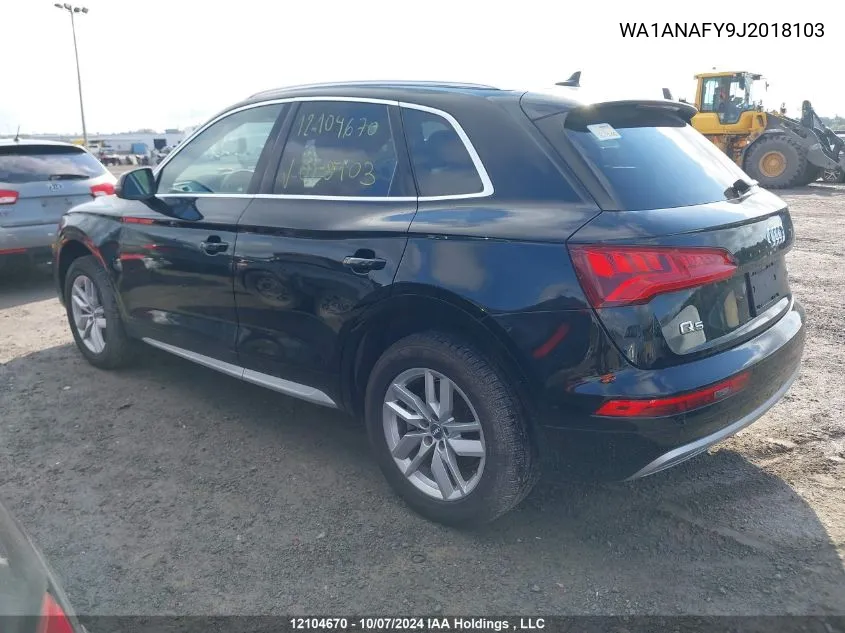 2018 Audi Q5 VIN: WA1ANAFY9J2018103 Lot: 12104670