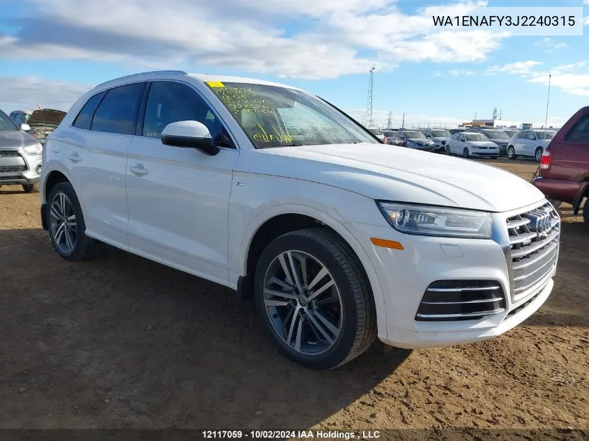 2018 Audi Q5 Progressiv S-Line VIN: WA1ENAFY3J2240315 Lot: 12117059