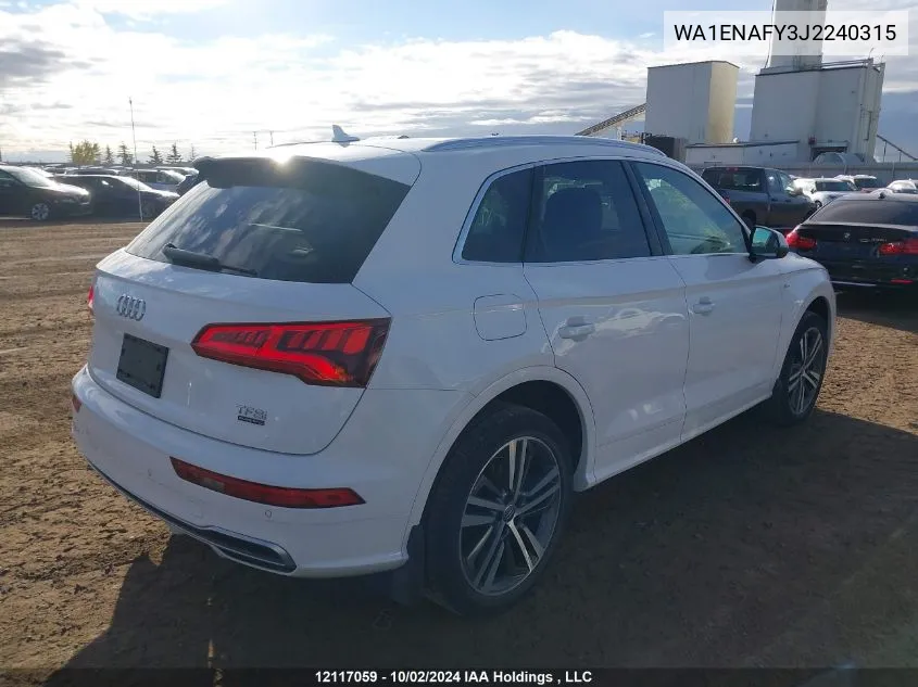 2018 Audi Q5 Progressiv S-Line VIN: WA1ENAFY3J2240315 Lot: 12117059