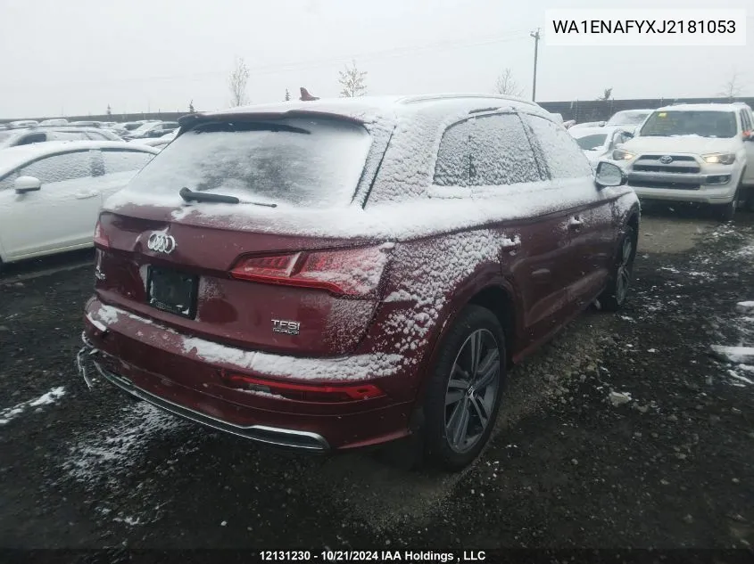 2018 Audi Q5 VIN: WA1ENAFYXJ2181053 Lot: 12131230