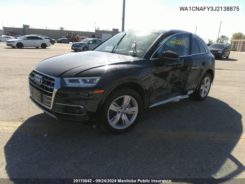 2018 Audi Q5 VIN: WA1CNAFY3J2138875 Lot: 20170842