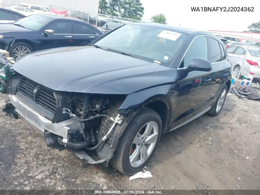 2018 Audi Q5 2.0T Premium/2.0T Tech Premium VIN: WA1BNAFY2J2024362 Lot: 39804925