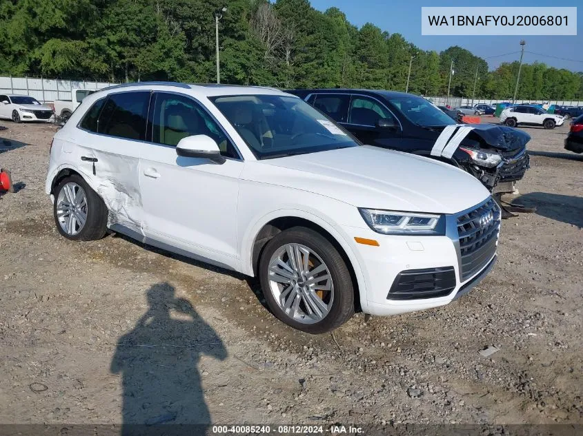 2018 Audi Q5 2.0T Premium VIN: WA1BNAFY0J2006801 Lot: 40085240