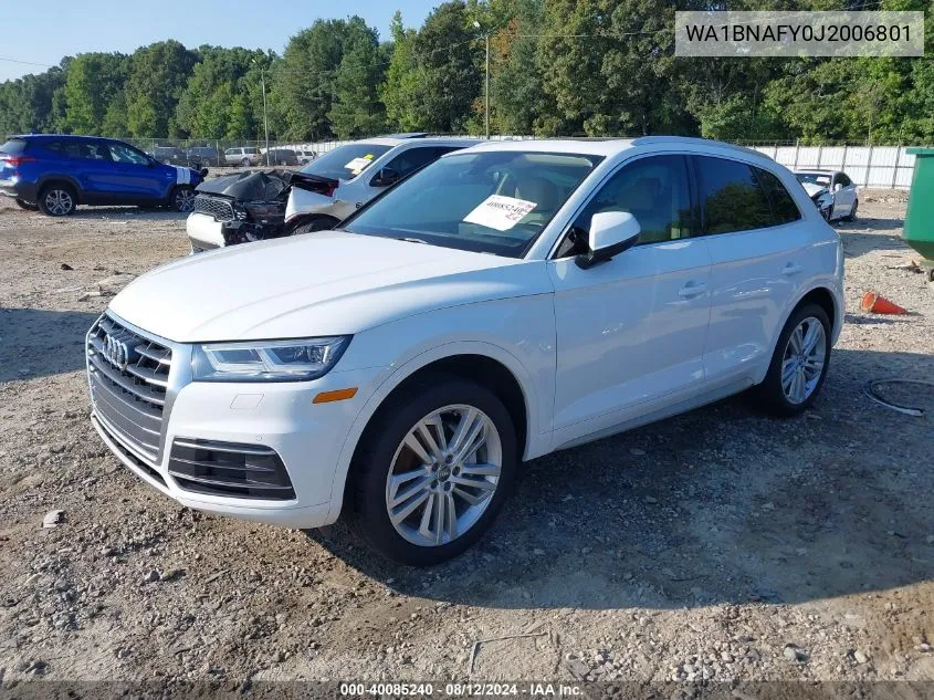 2018 Audi Q5 2.0T Premium VIN: WA1BNAFY0J2006801 Lot: 40085240